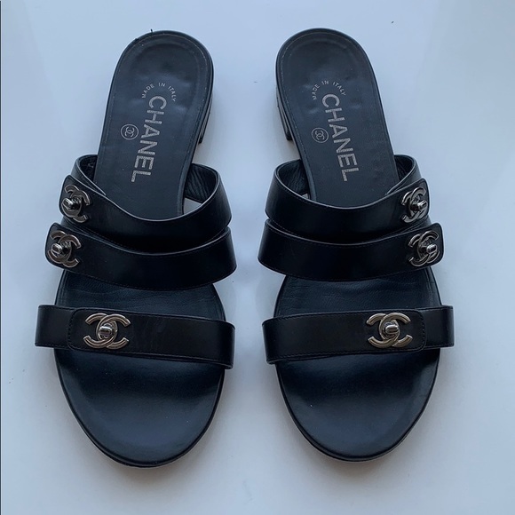 SOLD Chanel CC Sandals Sz 38C - Picture 2 of 13